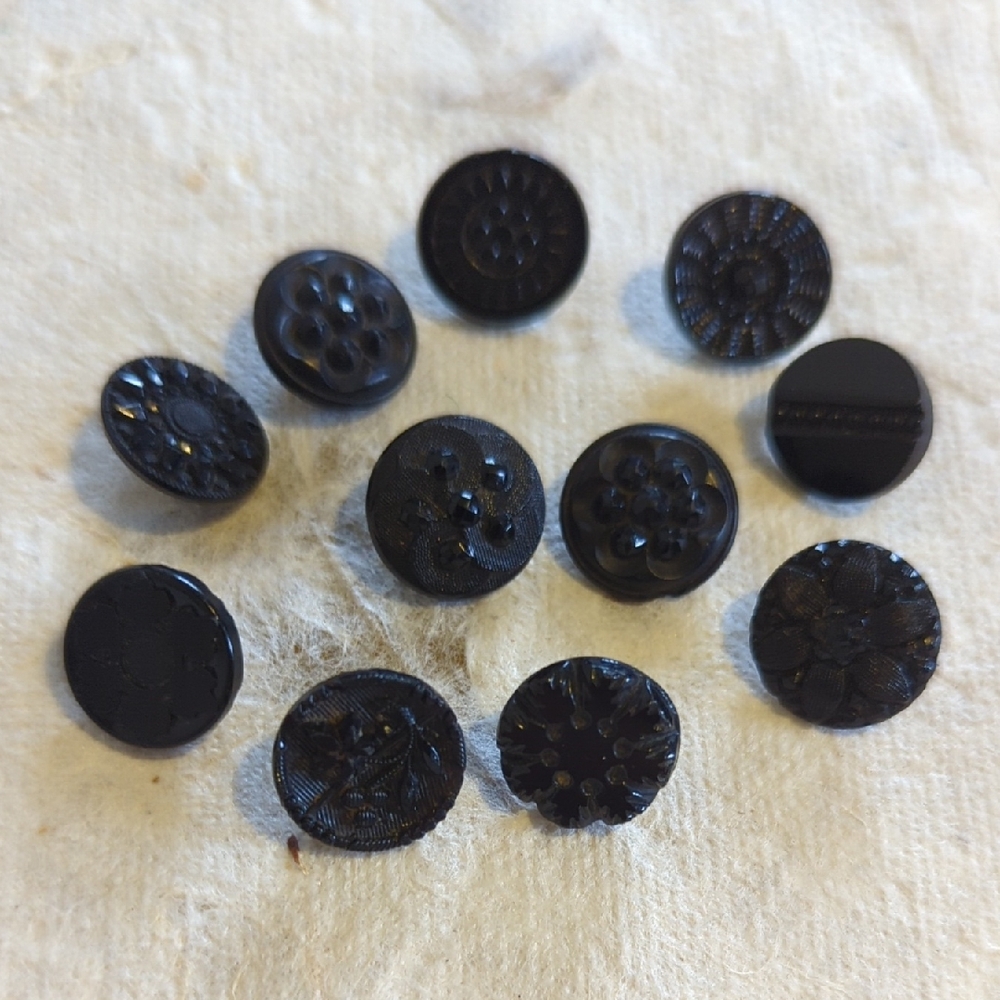 Vintage Black Glass Decorative Buttons